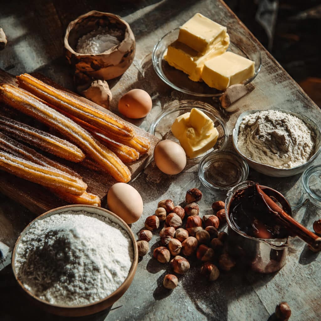 Ingrédients churros croustillants chocolat frais qualité complets festifs