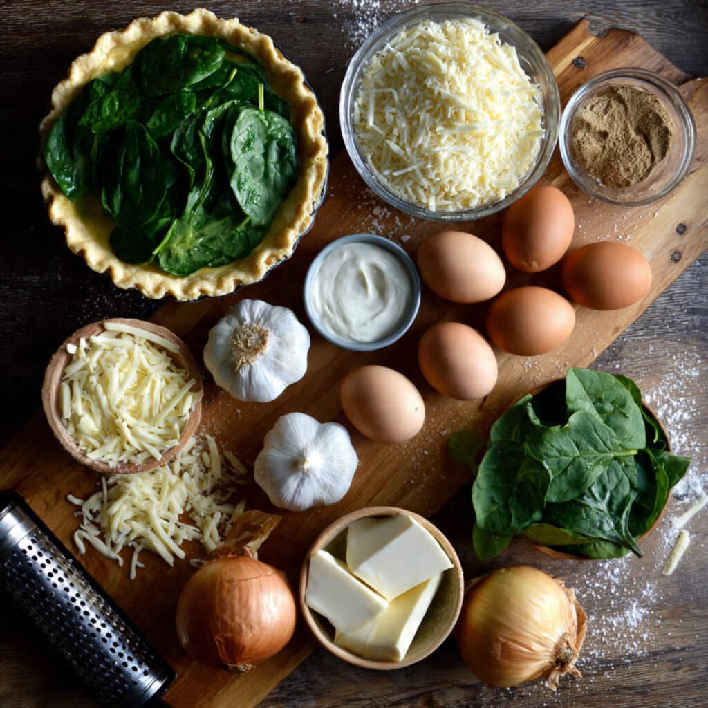 Ingrédients quiche épinards fromage frais qualité classiques complets