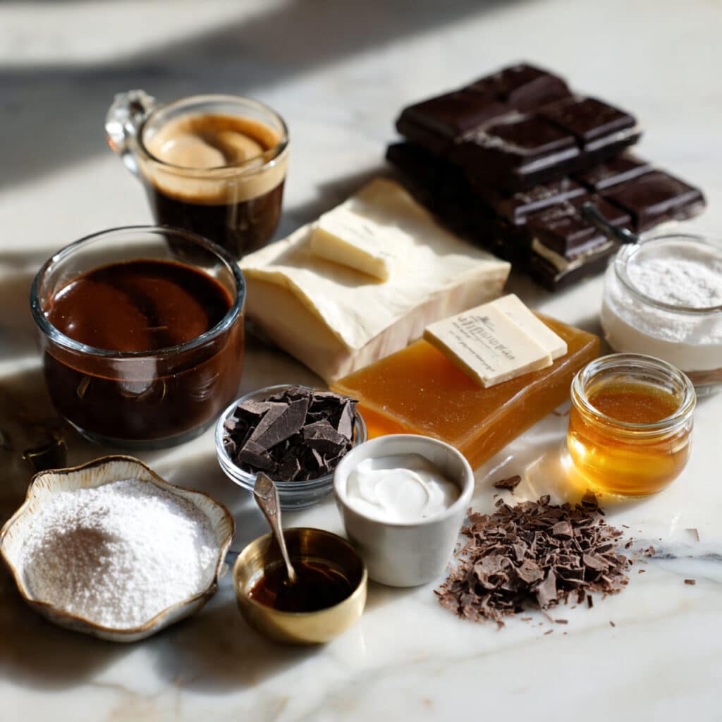 Ingrédients verrines mousse café-choco premium qualité élégants complets