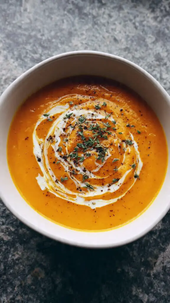 Mixage velouté carottes patate douce curry texture soyeuse crémeuse parfaite