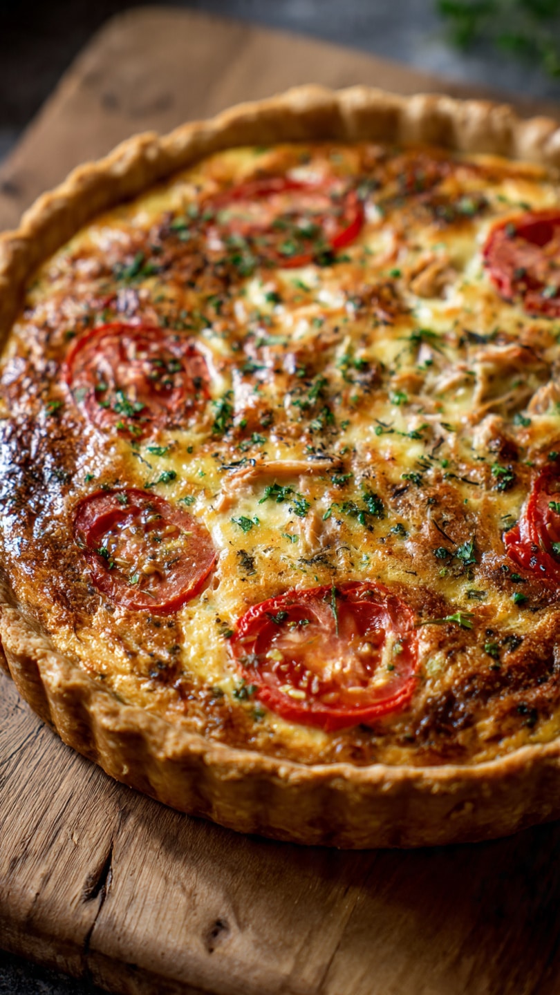 Quiche thon tomate dorée crémeuse familiale économique appétissante