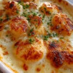 Saint-Jacques gratinées crème fromage croûte dorée coquilles naturelles