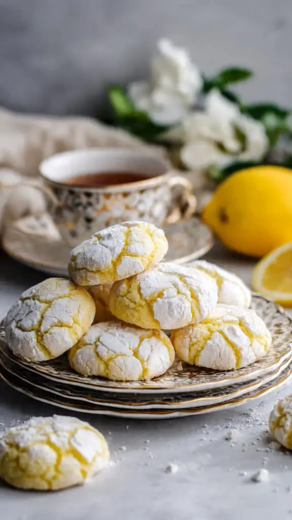 Service élégant biscuits Crinkle citron assiette craquelés