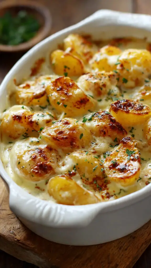 Service généreux pommes de terre four crème assiettes rustiques