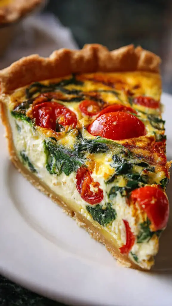 Service élégant quiche épinards tomates cerises chèvre assiettes